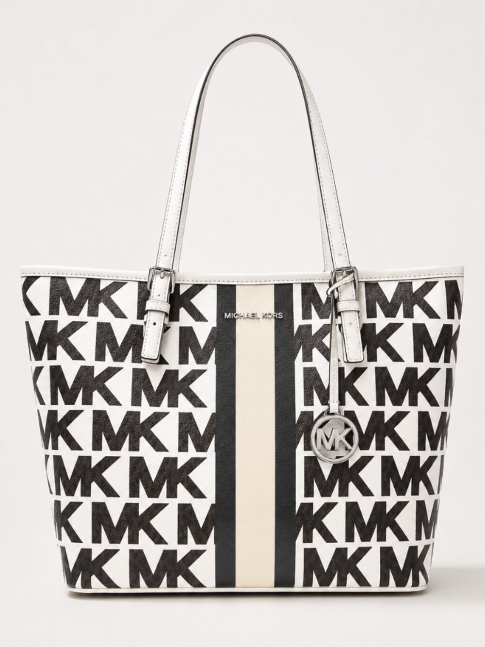 Michael Kors Large Logo Carryall Tote Signature MK Stripe NWT